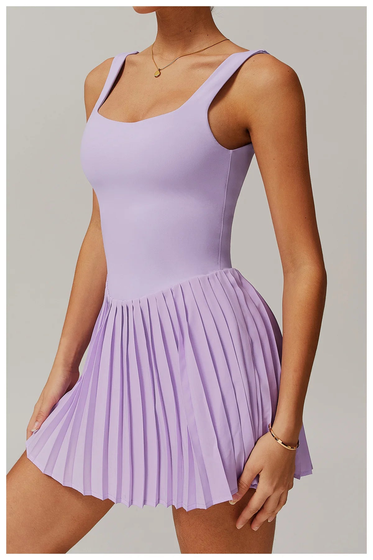 Tennis Skirt with Inner Lining - Pleated Golf Workout Dress with Pockets