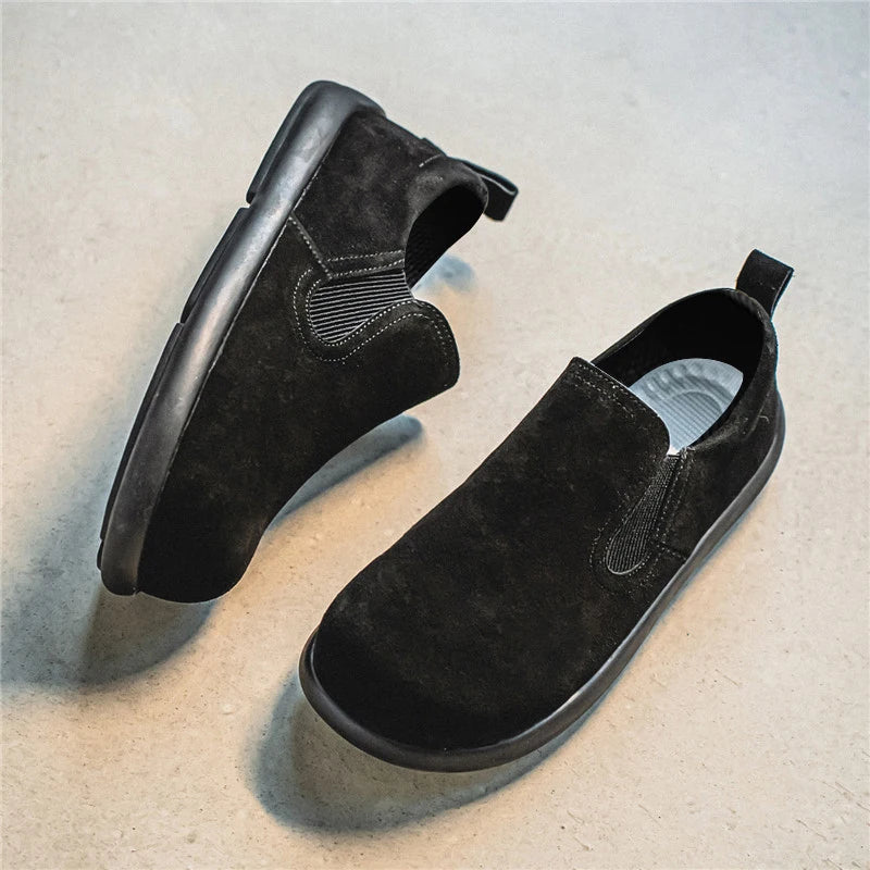 Men's Casual Sneakers British Style Loafers Slip-on Suede Leather Shoes