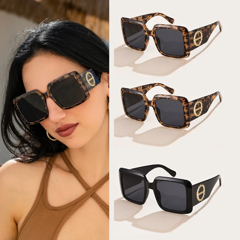 Women's 1/3 Sets Square Frame Wide Sunglasses