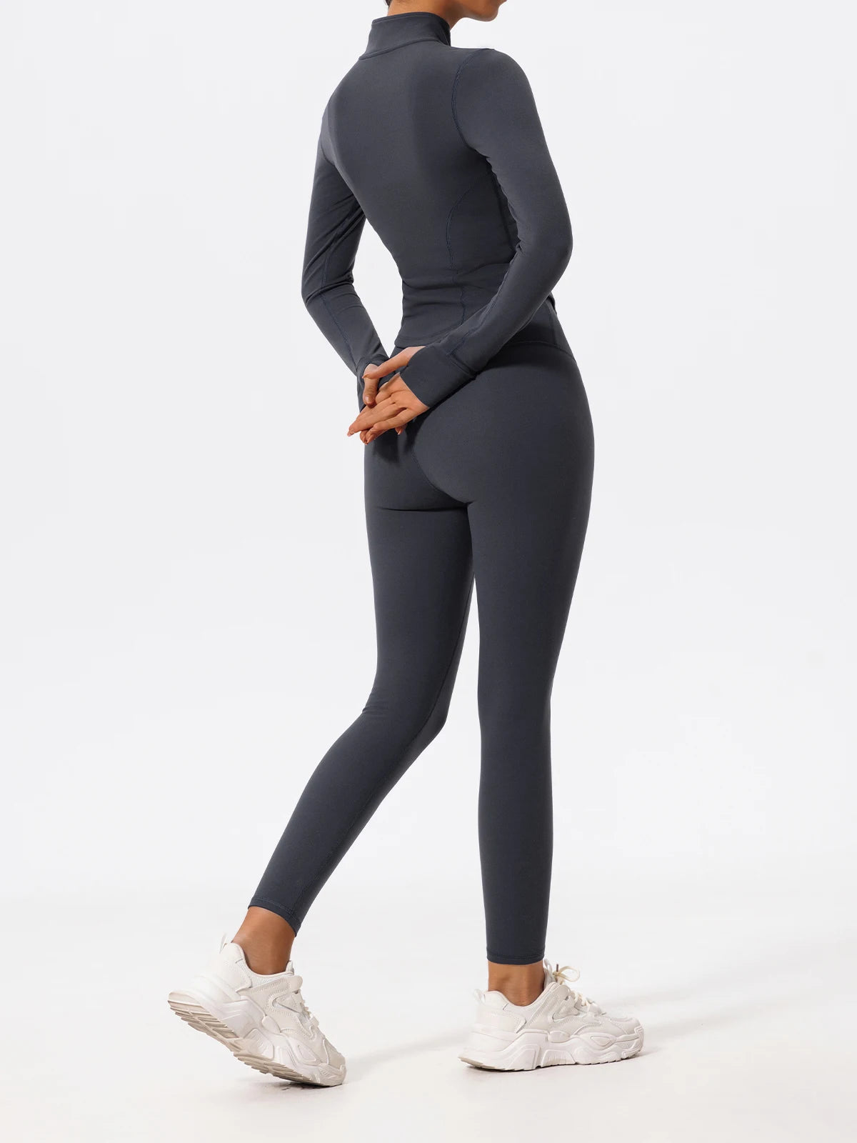 Ultra-Soft 2-Piece Gym Set - Long Sleeve Jacket & High Waist Leggings