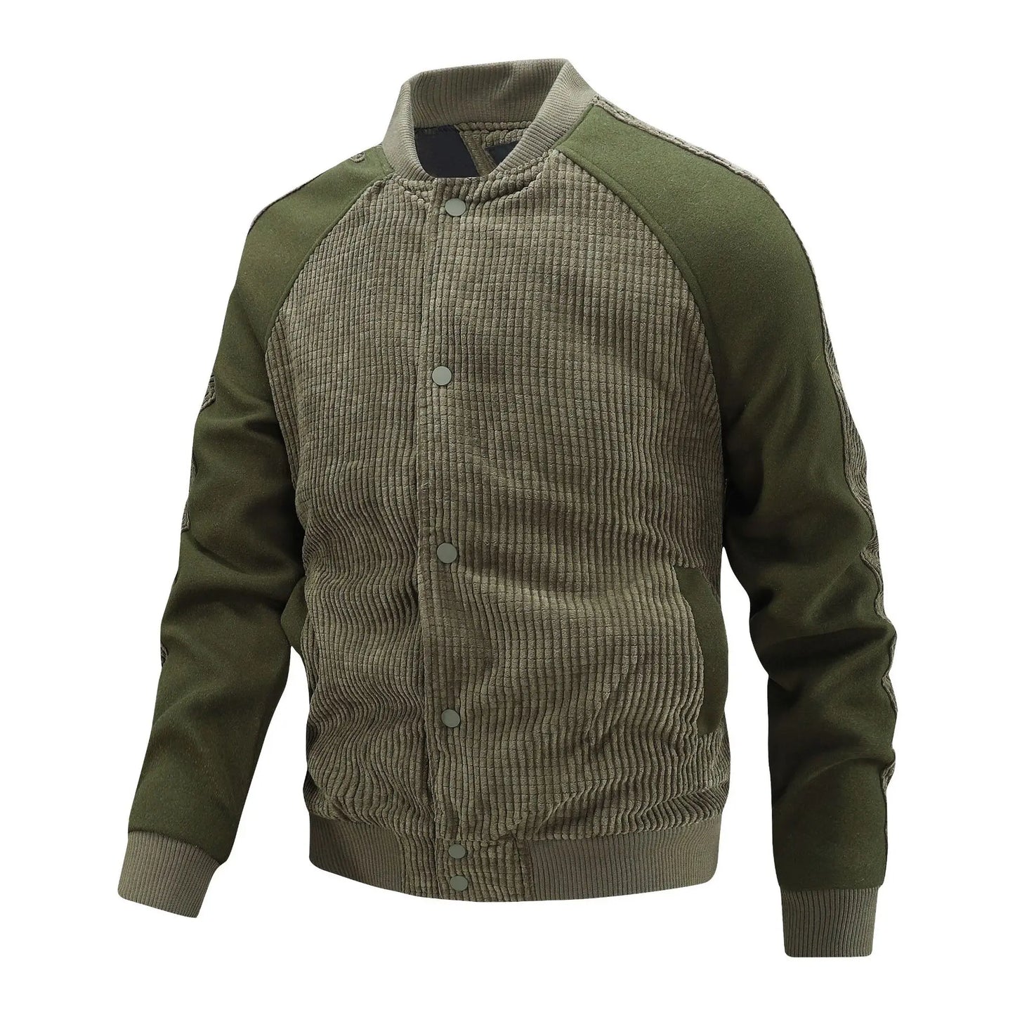Men's Corduroy Bomber Jacket - Retro Patchwork Casual Coat