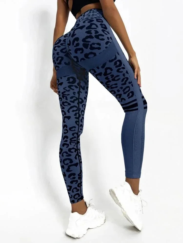 Women Leopard Seamless Yoga Pants High Waist Lifting Hip Tight Running Sports Leggings