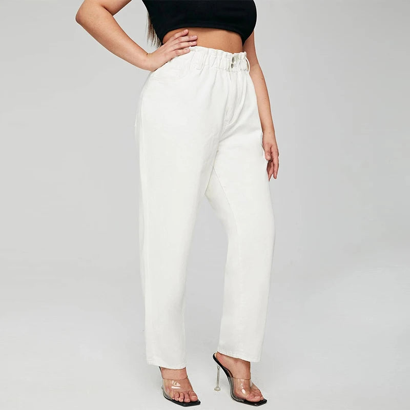 Women's Plus Size Stretchy Cotton High Waist Elastic Loose Trousers