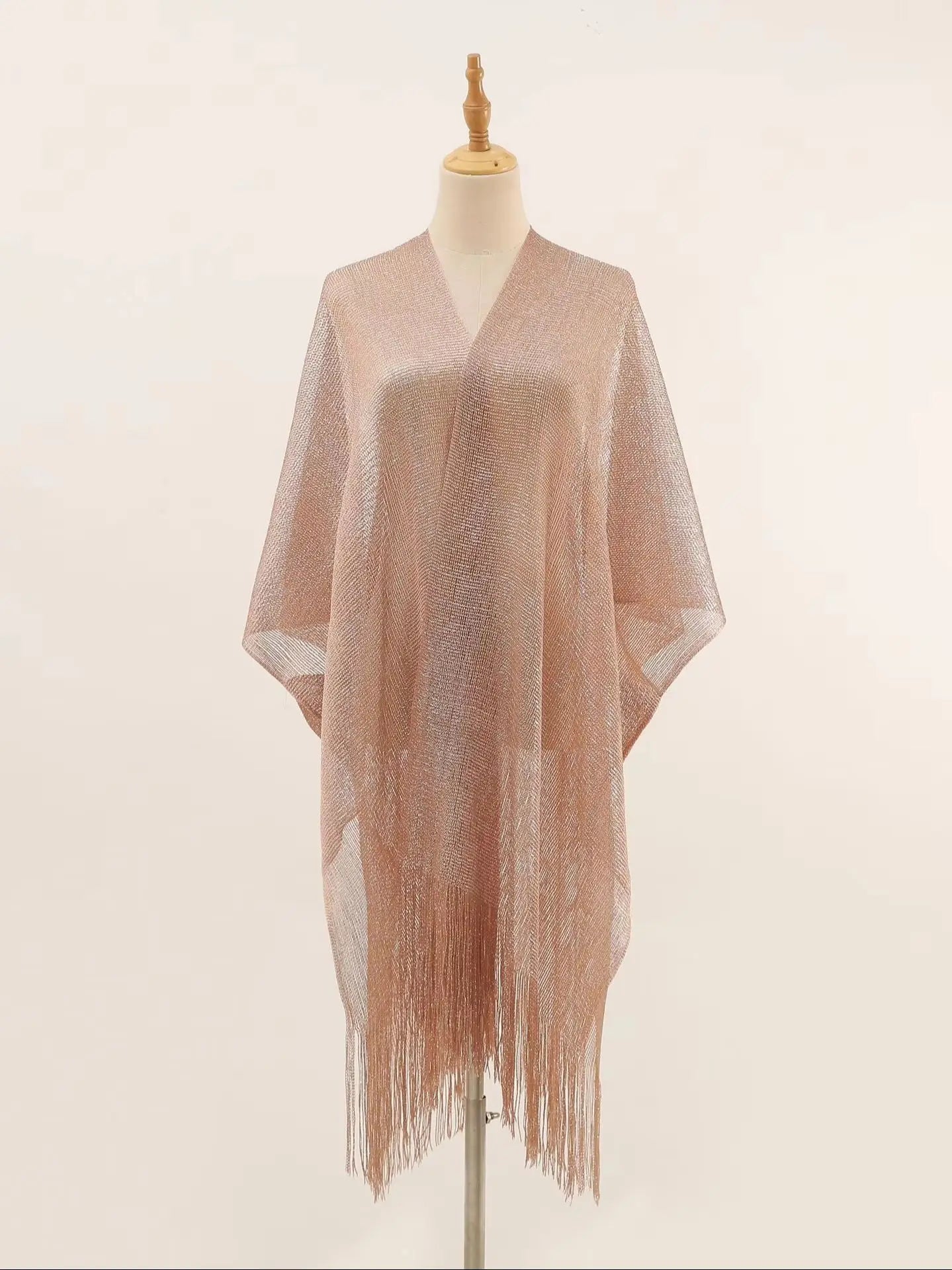 Women Swimsuit Cover Ups Shawl-Collar Caftans Beach Tunic Dress Robe Solid Tassel Pareo Beach Cover-ups