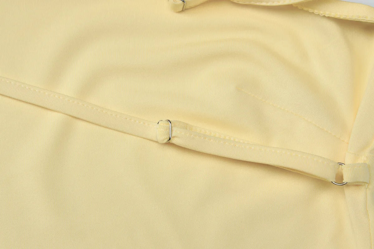 One Shoulder Maxi Dress - Backless Frill Hem Gown