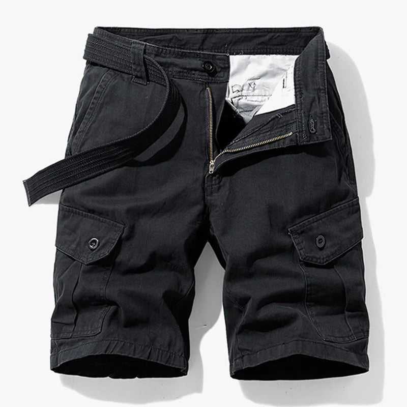 Summer Cotton Cargo Shorts - Multi-Pocket Casual Knee Length Shorts