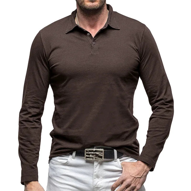 Men's Long Sleeve Polo Shirt - Cotton Smart Casual Top