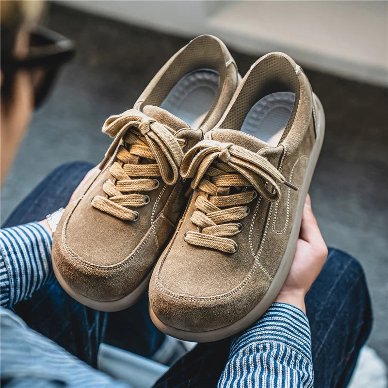 Men's Suede Leather Lace-up Casual Comfortable British Shoes