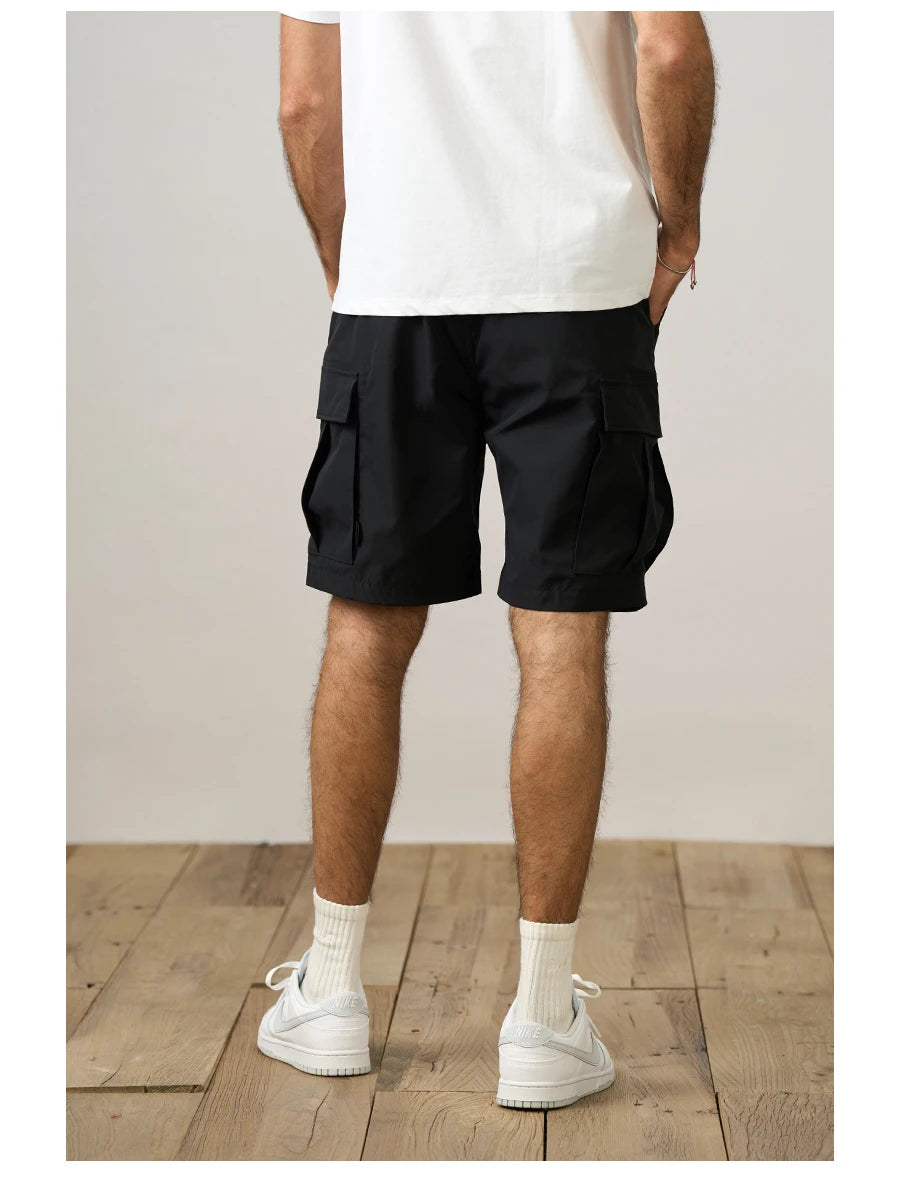 Men's Oversize Lightweight 190g  Quick Dry Fabric Cargo Drawstring Shorts