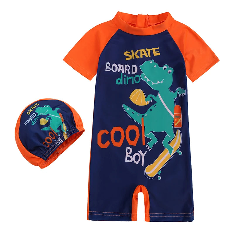 Children's Swimwear with Cap One Piece Suit