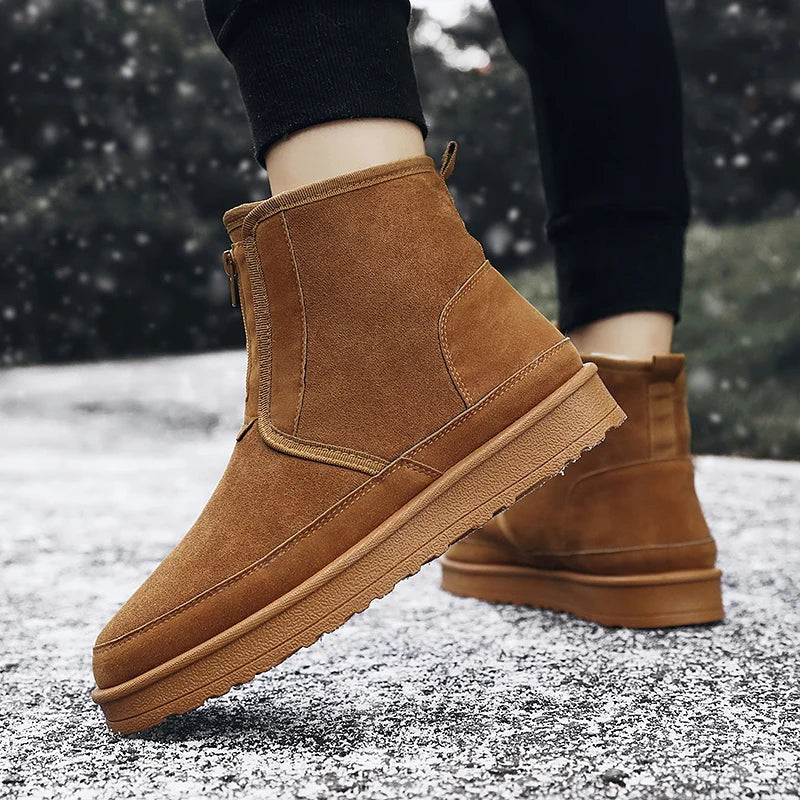Men's Winter Snow Boots - Waterproof Fur-Lined Chelsea Boots