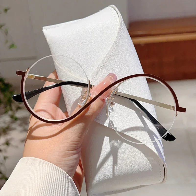 Women's Semi-Rimless Round Frame Fashion Eye Glasses