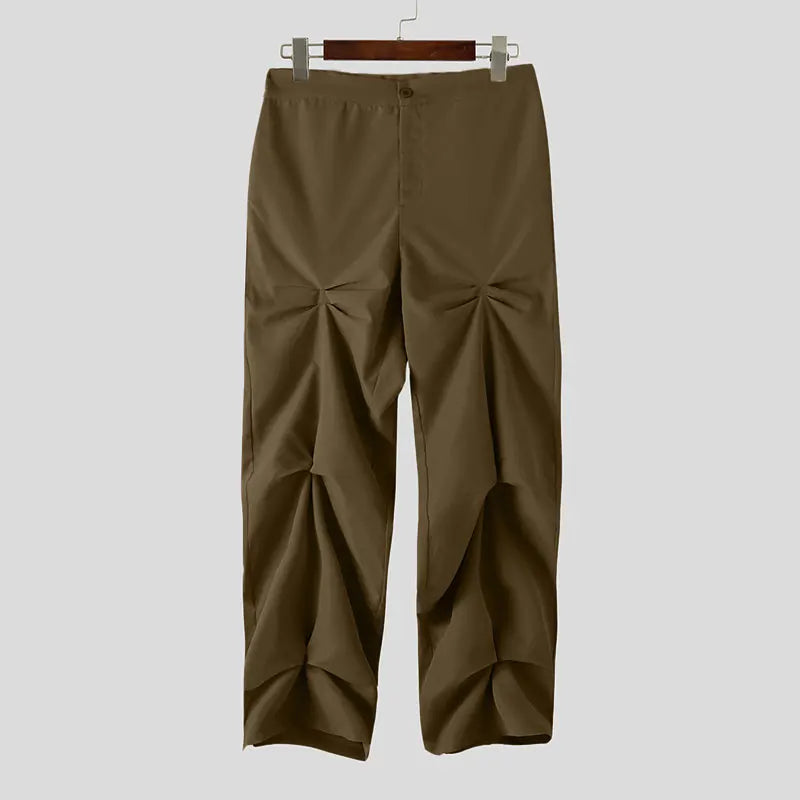 Men's Button Pleated Casual Trousers