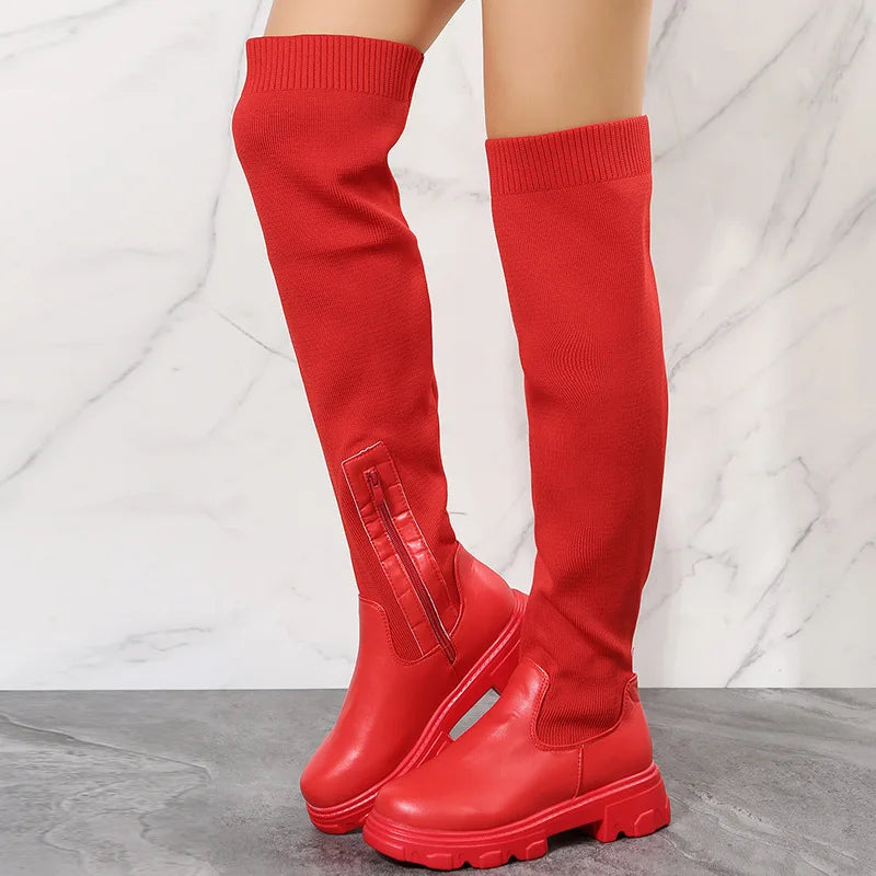 Women's Over The Knee Platform Splicing Long Boots