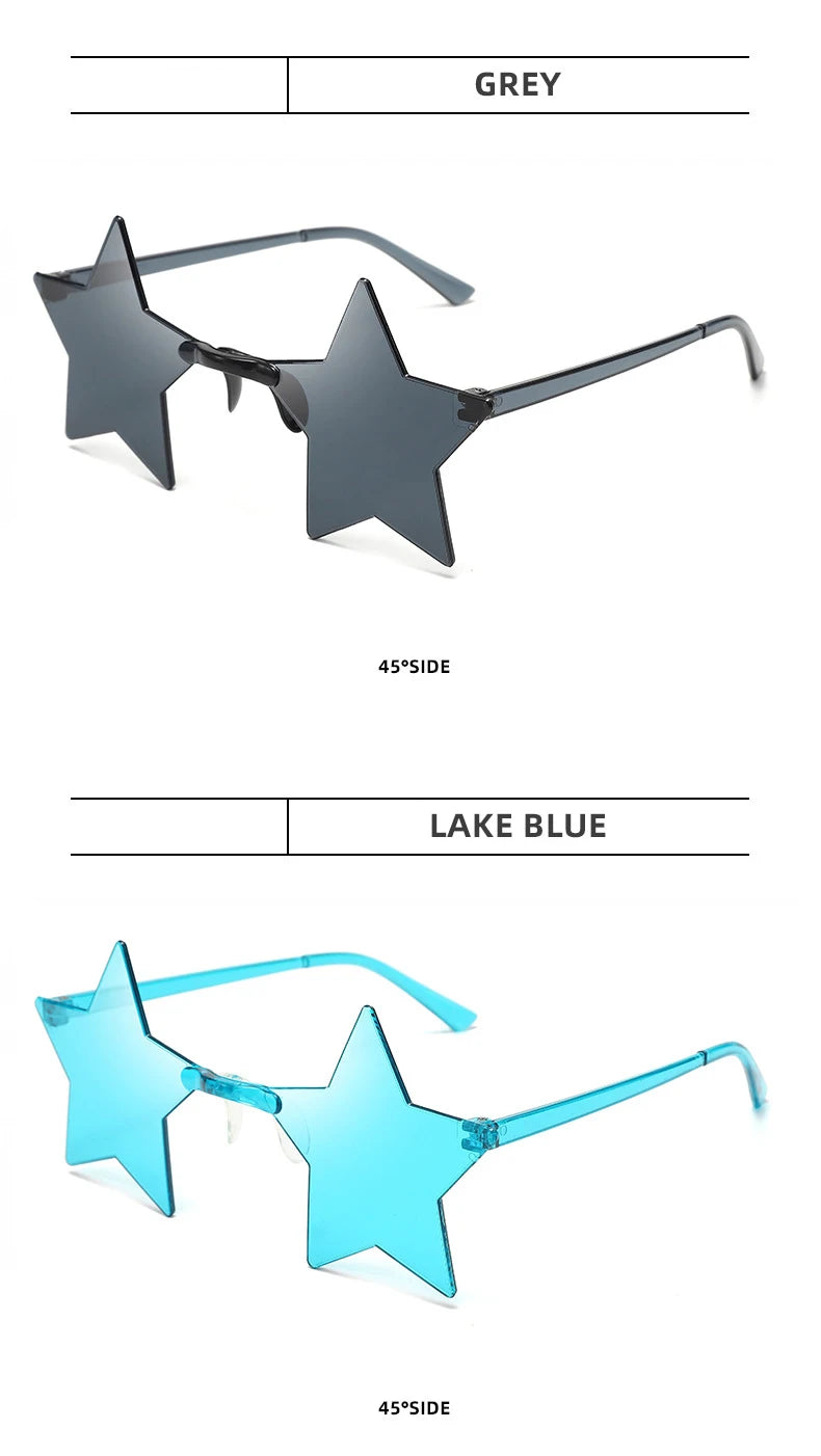 Women's 12/16 Pack Rimless Star Shaped Sunglasses Set