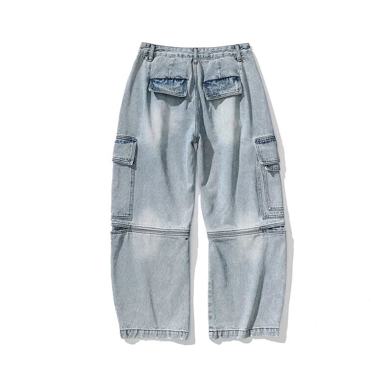 Men's Wide Leg Denim Jeans - Vintage Casual Loose Fit Trousers