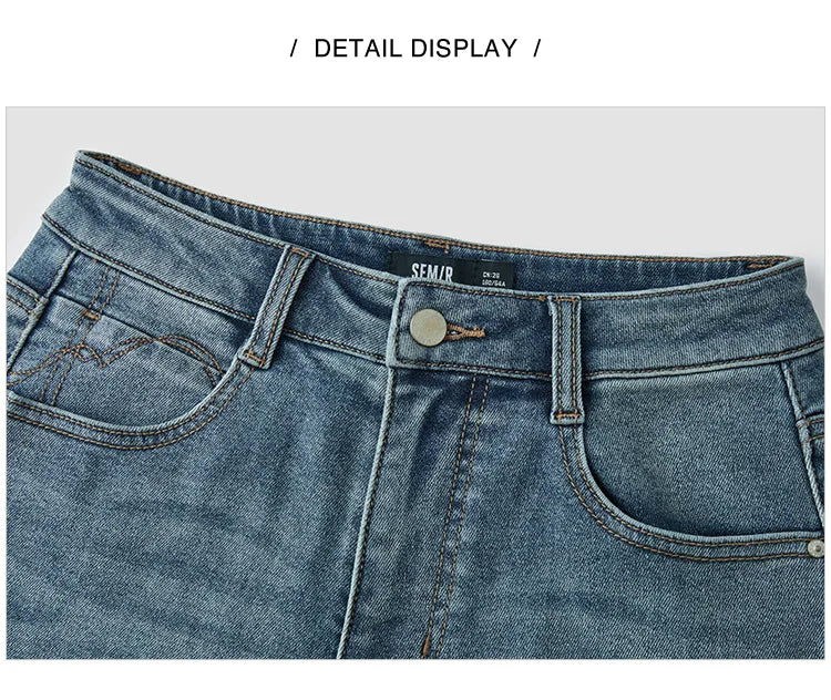 Women's Vintage Washed Tapered Jeans - Brushed Denim Loose Long Fit Winter Pants