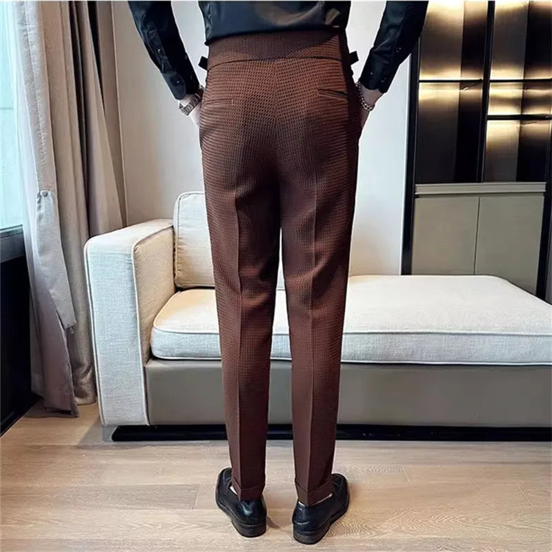 Men's High waist Smart Casual Solid Colour Formal Trousers