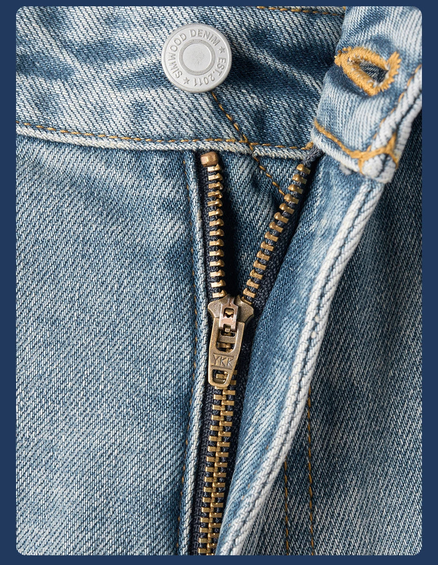 Men's High Standard Loose Relaxed 13.8oz 100% Cotton Ripped Denim Jeans - Plus Size