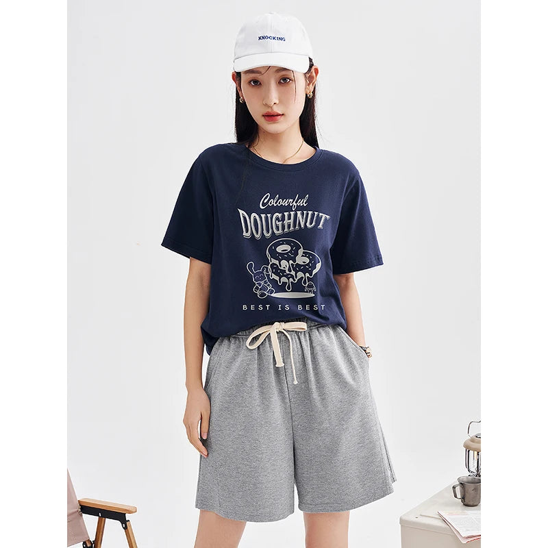 Women's Cartoon Rabbit Pure Cotton Short Sleeve Loose Versatile T-Shirt