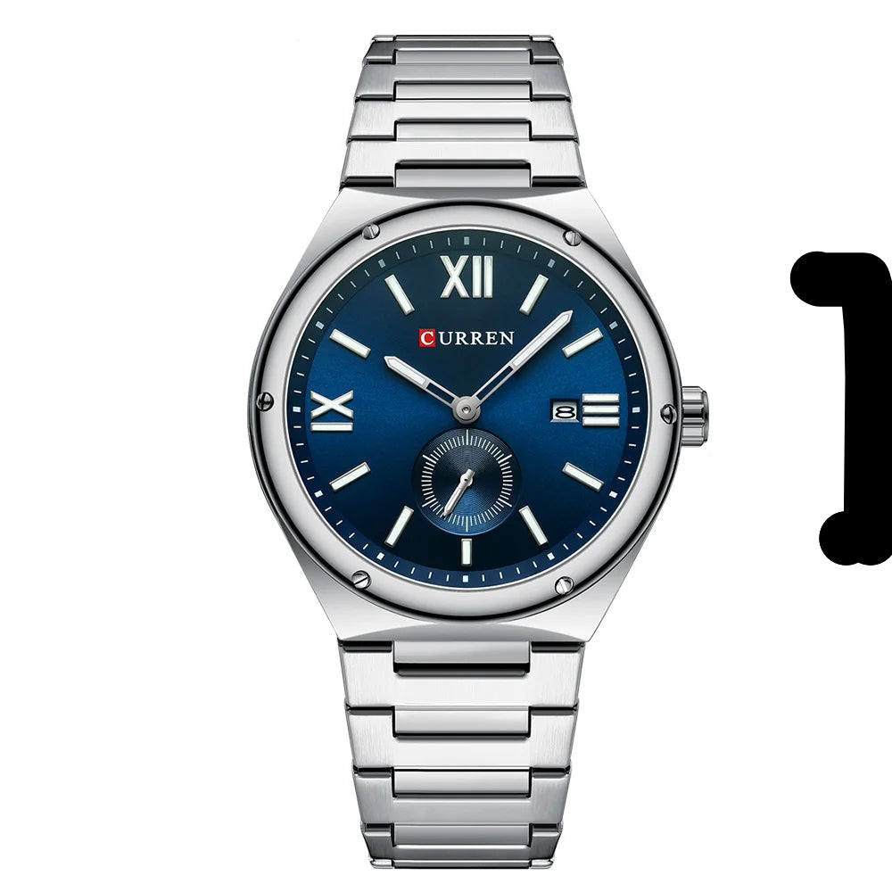 Premium Waterproof Business Watch - Luminous Date Display Stainless Steel Square Quartz
