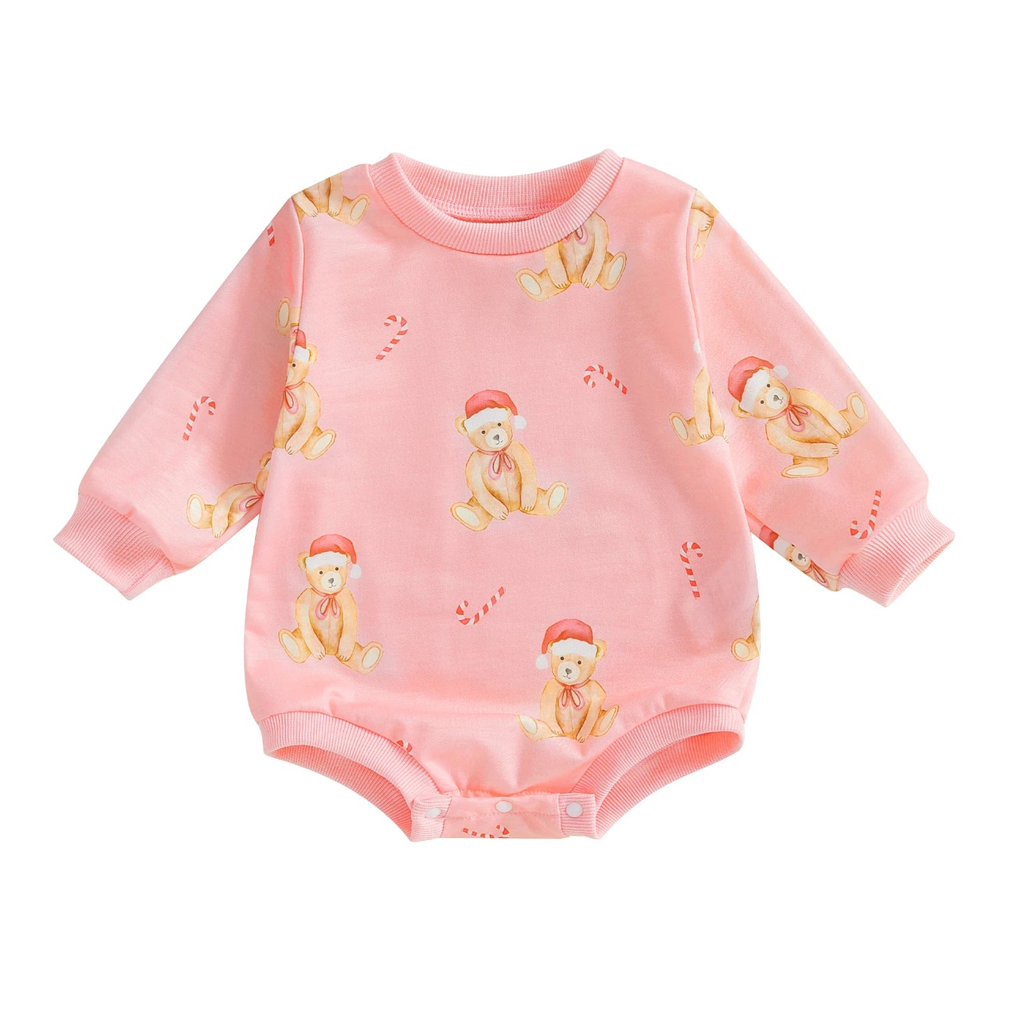 Christmas Candy Cane and Tree Print Romper - Baby Boys Girls Jumpsuit