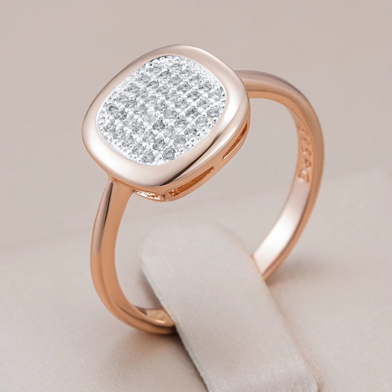 Natural Zircon Square Rings For Women 585 Rose Gold