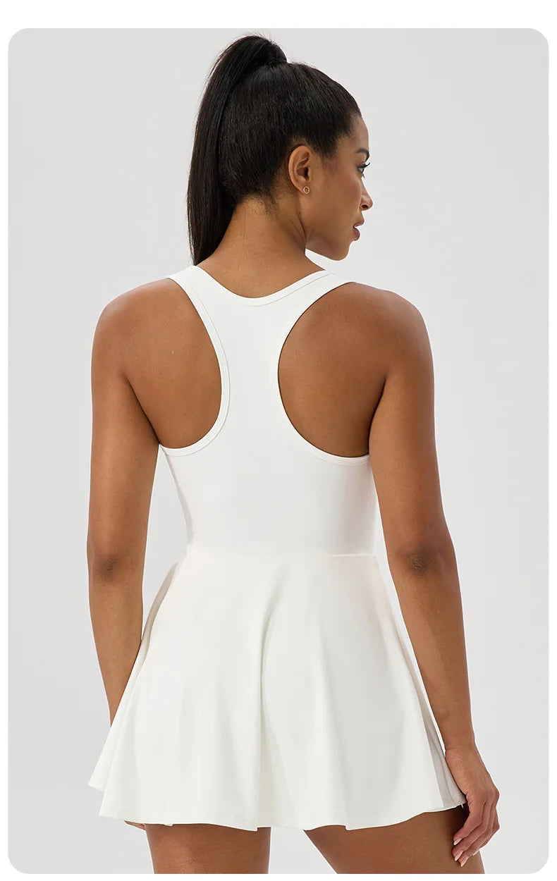 Women's Sleeveless Tennis Dress - Two Piece Fitness Yoga Set Quick Dry Athletic