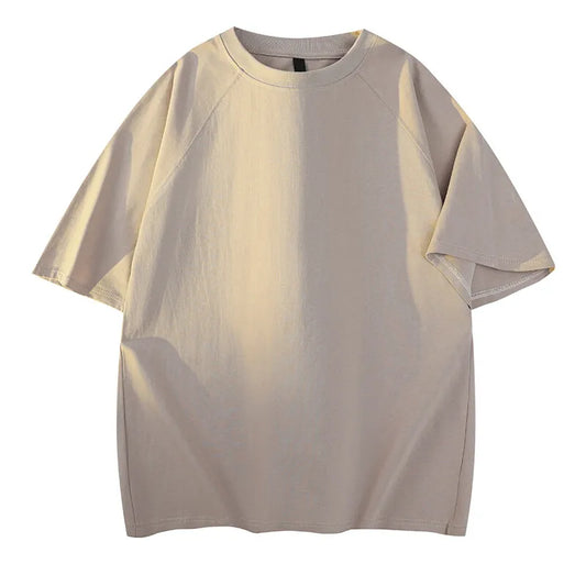 Men's Cotton Round-Neck Short Sleeve Casual  Loose Breathable Pullover T-Shirt
