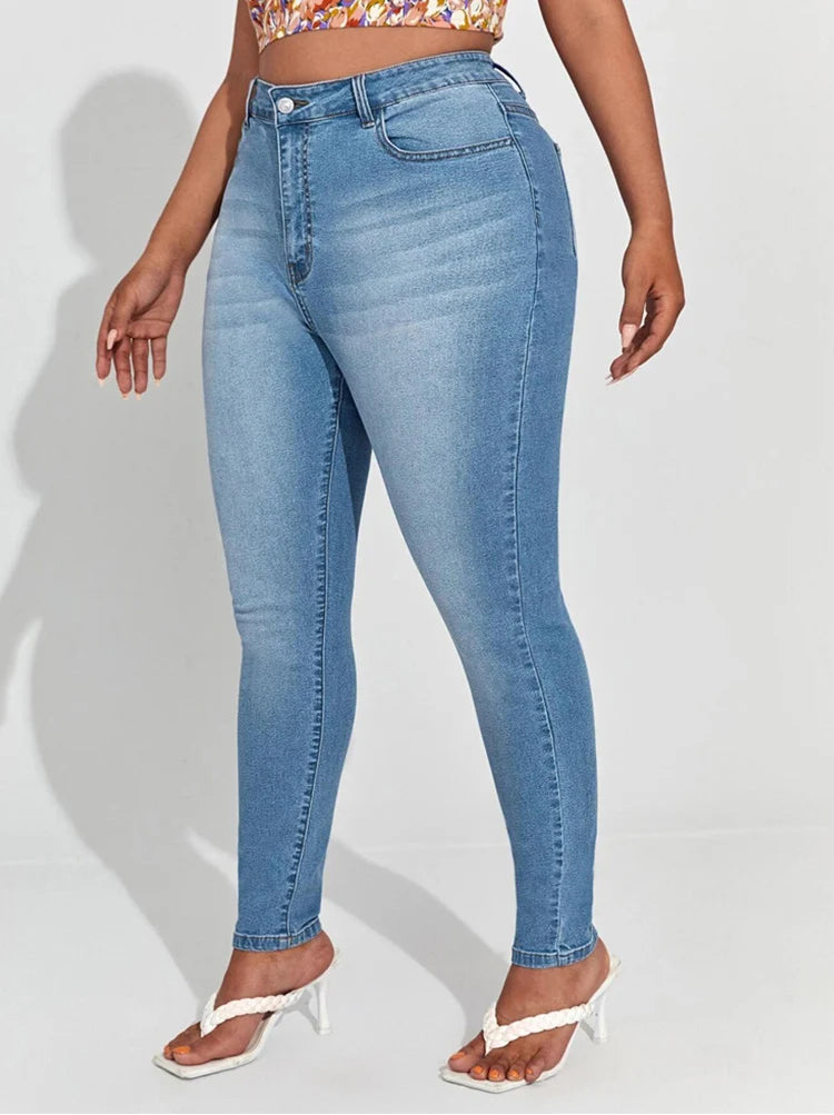 Women's Plus Size High Waist Stretchy Pencil Jeans