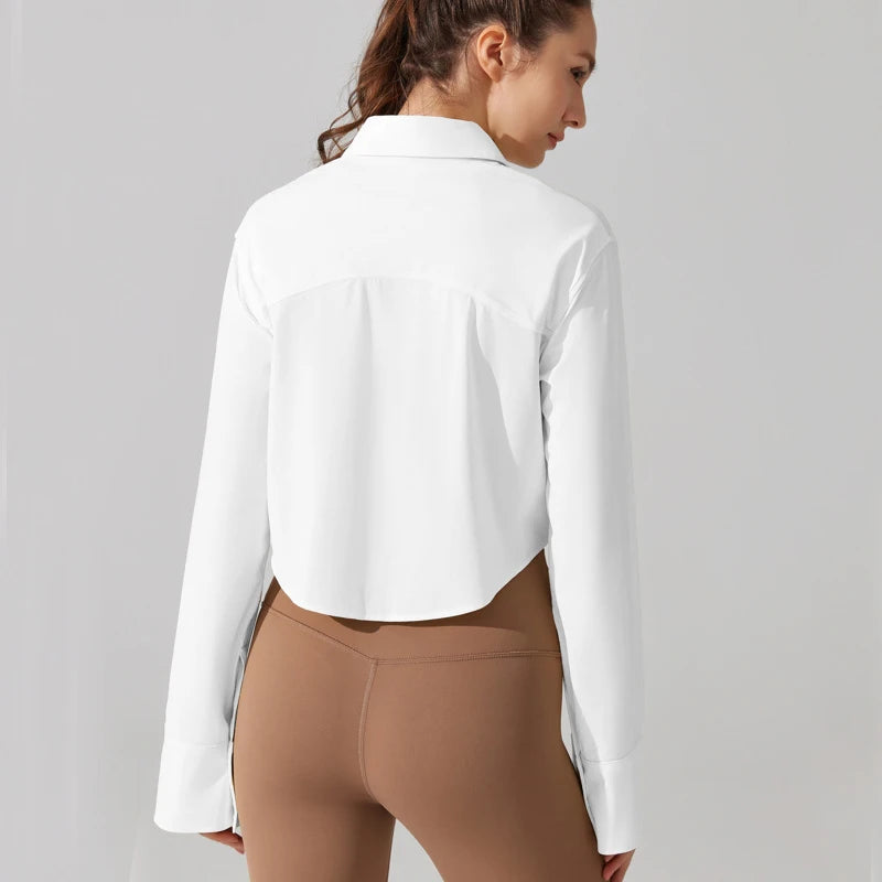 Women's UPF50+ Long Sleeve Yoga Shirt - Quick Dry Sun Protection Top