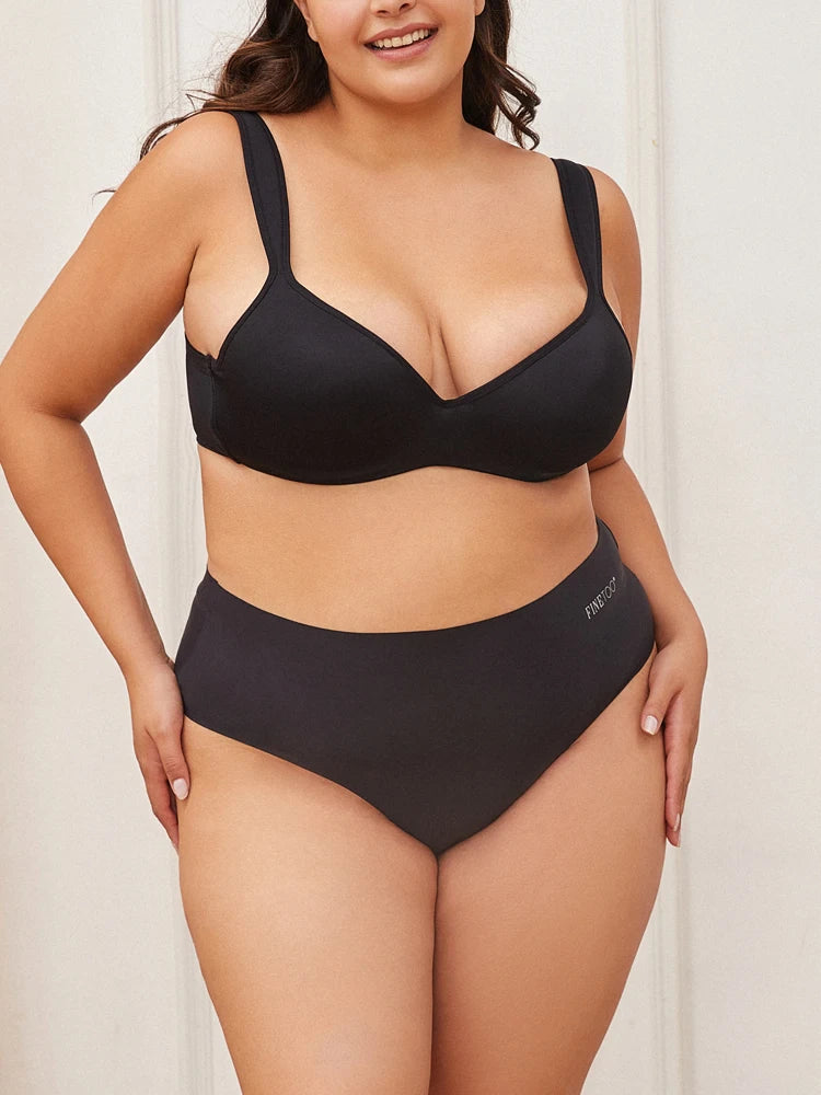 3PCS Women's Seamless Plus Size Underwear High Waist Briefs Stretch Comfortable Traceless Lingerie