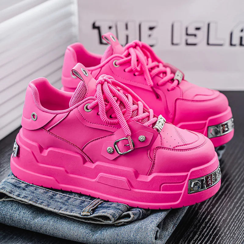 Men's Metal Decoration Platform Sneakers - Vulcanized Sports Shoes