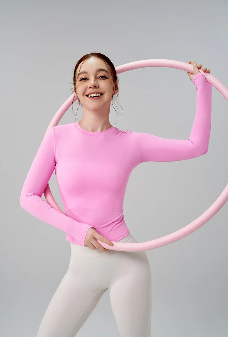 Long Sleeve Gym Top - High Elastic Breathable Yoga Fitness Workout T-Shirt