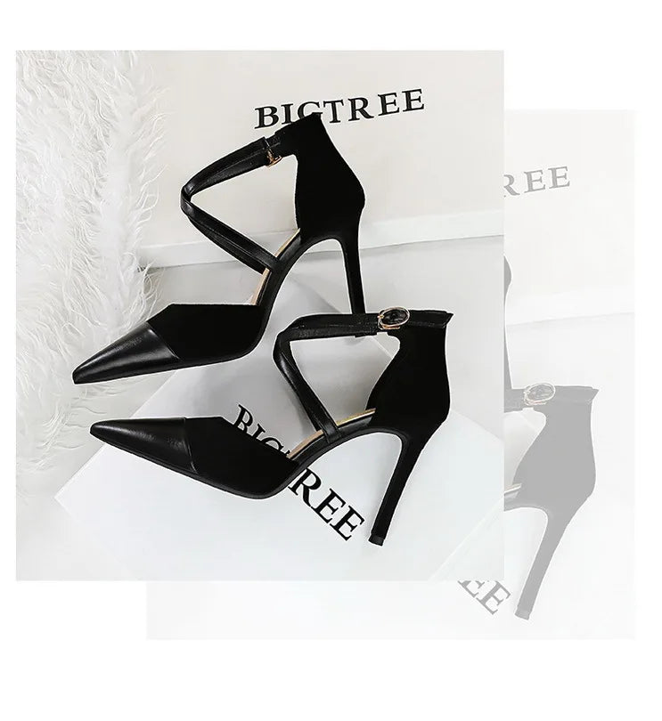 Women's 9 Cm Heels Hollow Cross Strap Heeled  Stilettos