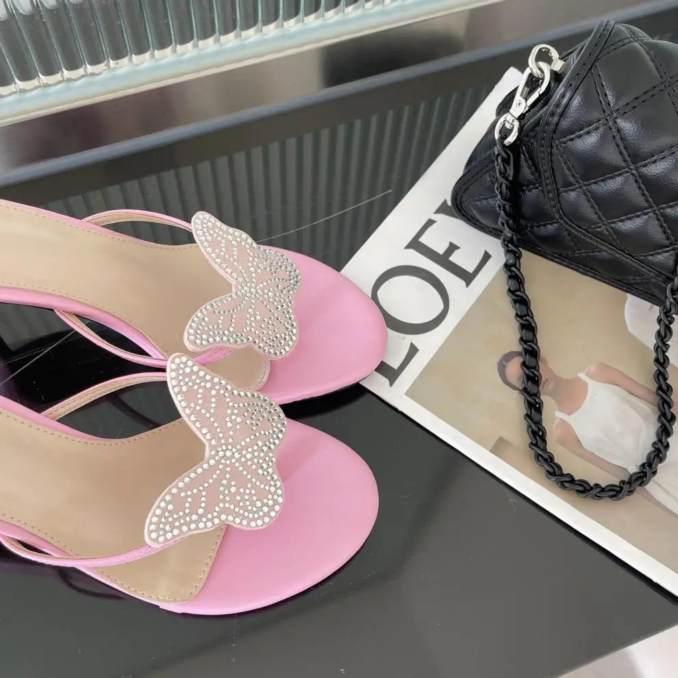 Women's Butterfly Flip Flops - High Heel Beach Sandals