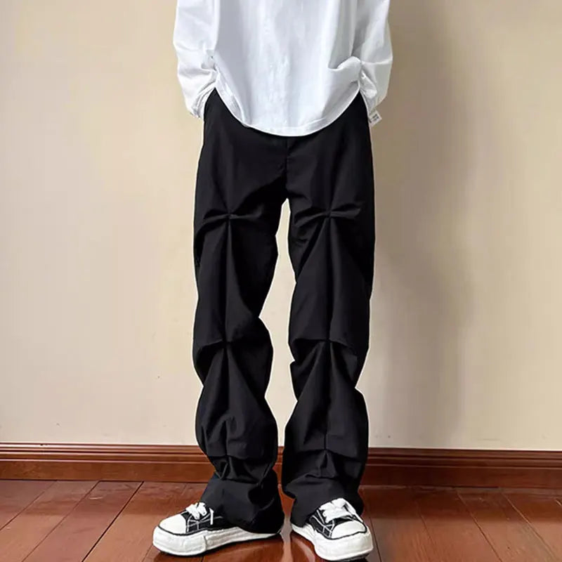 Men's Button Pleated Casual Trousers