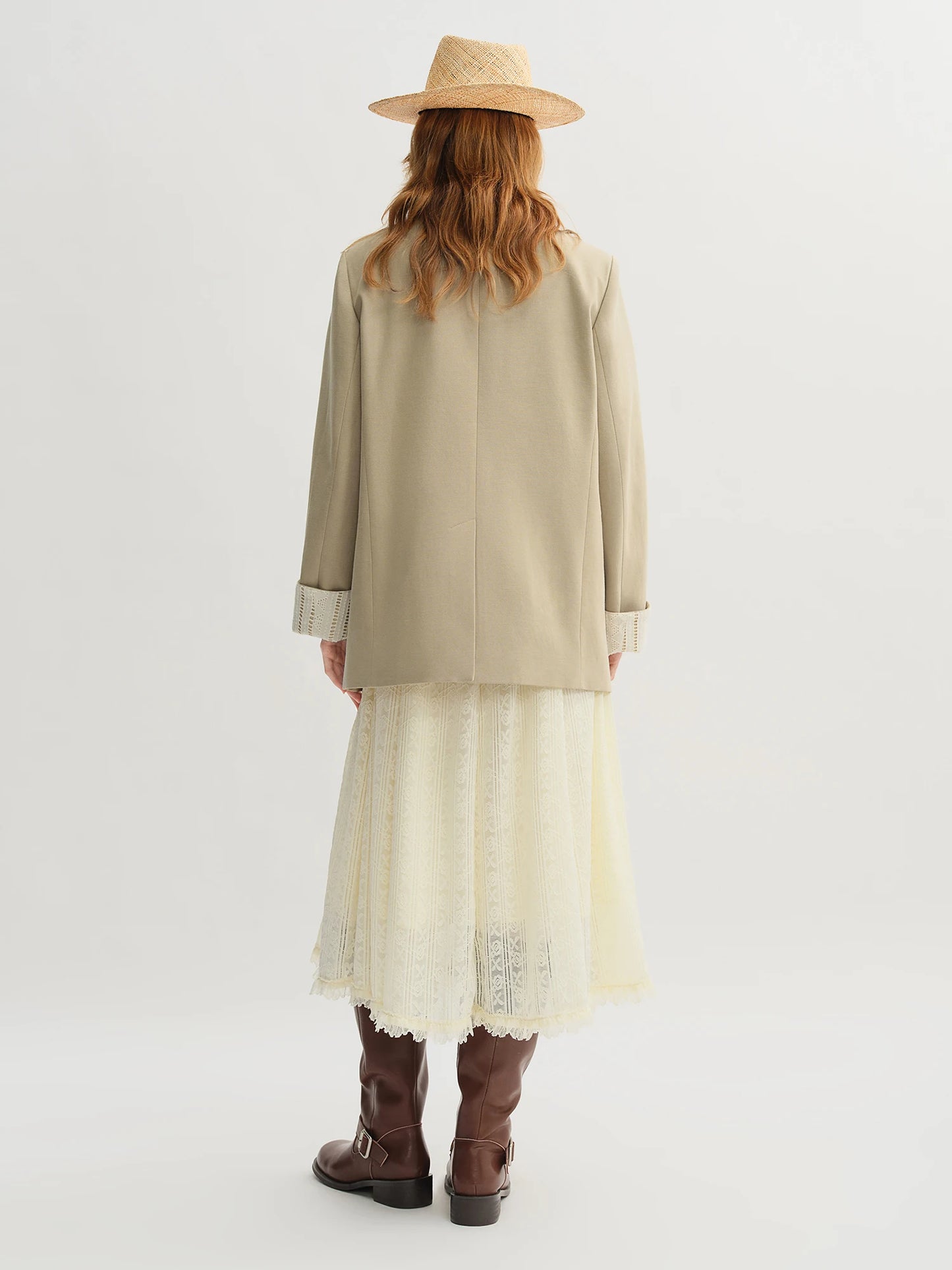 Plus Size Peaked Lapel Embroidery Blazer Dress Set