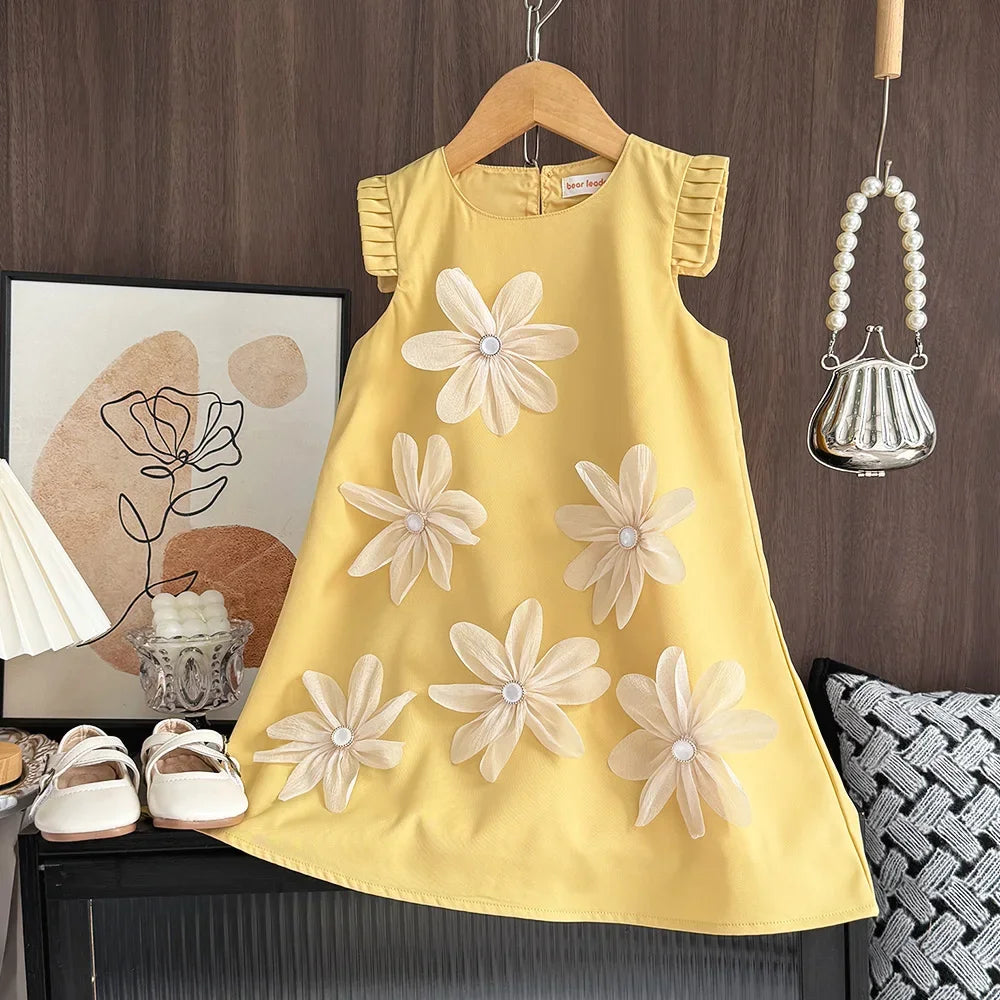 Girl's 3D Flower Princess Dress 2-12 Years