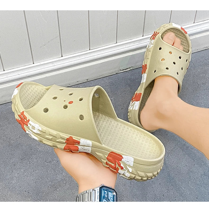Men's Summer Slippers Slides Non-slip Casual Beach Sandals Platform Comfortable Clogs