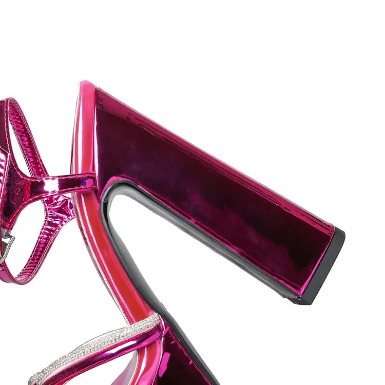 Women's Butterfly Rhinestone Thick Heel Sandals - Open Toe Party Shoes