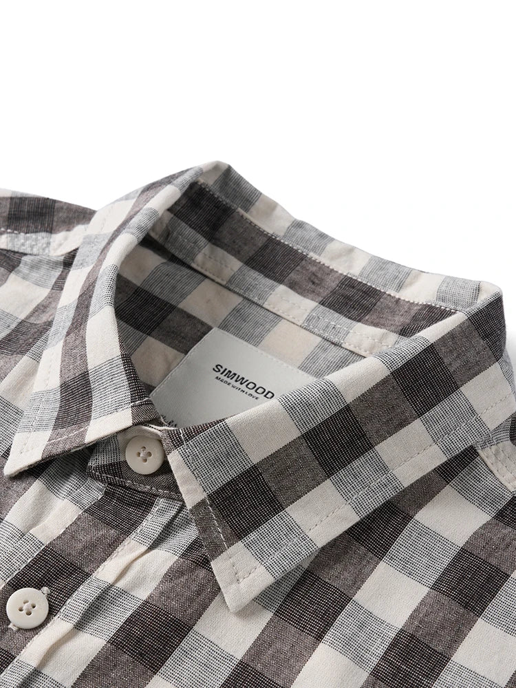 Oversized Linen Cotton Plaid Shirt - Casual Relaxed Fit