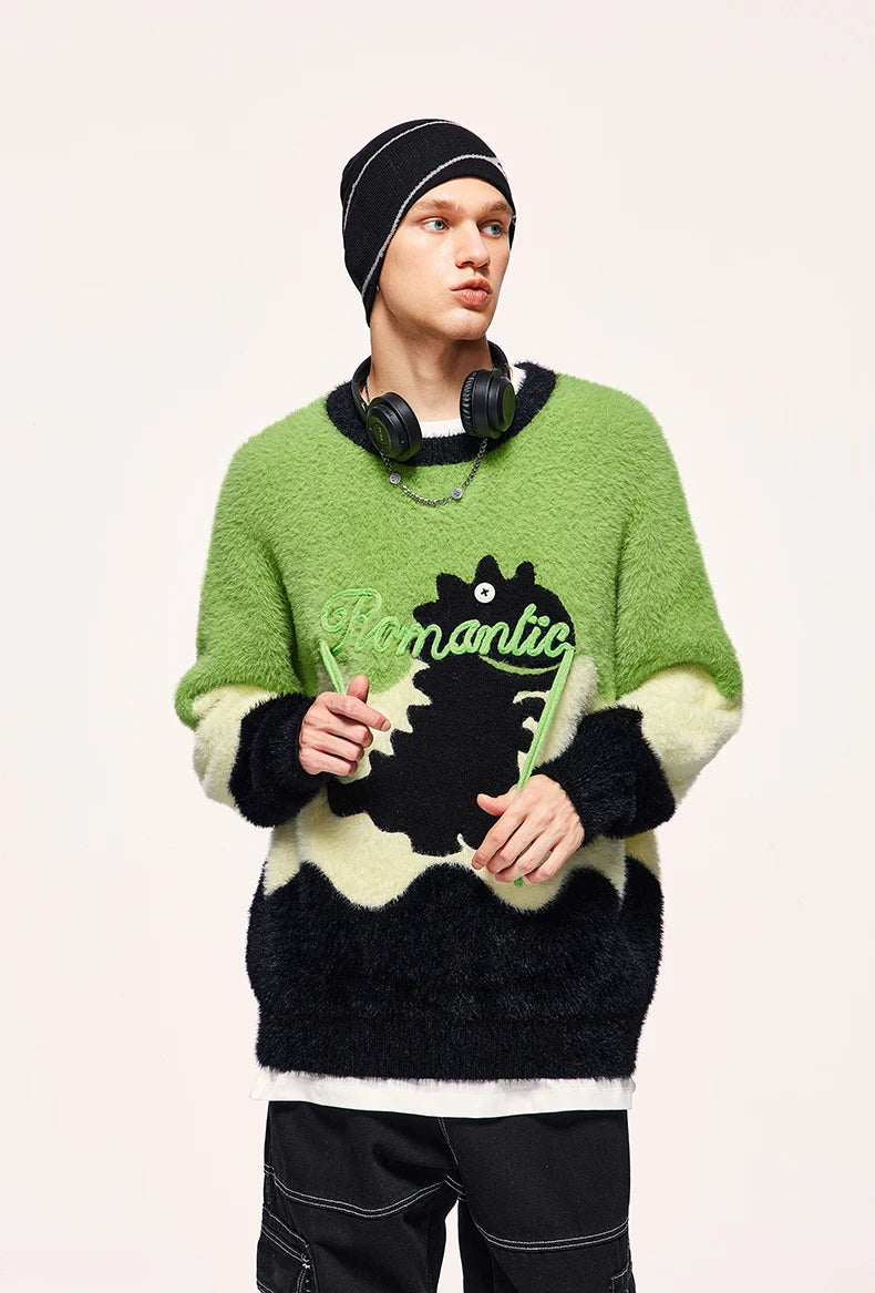 Unisex Cute Cartoon Embroidery Pullover Sweater