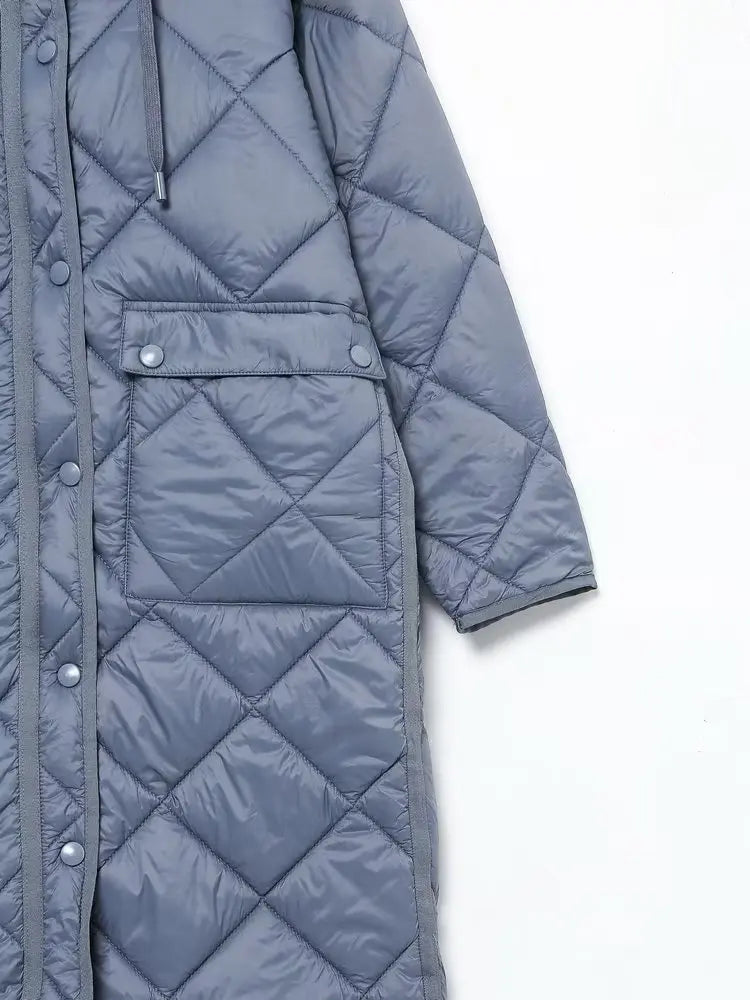 Vintage Oversize Long Hooded Parka - Long Sleeve Button Pocket Warm Coat