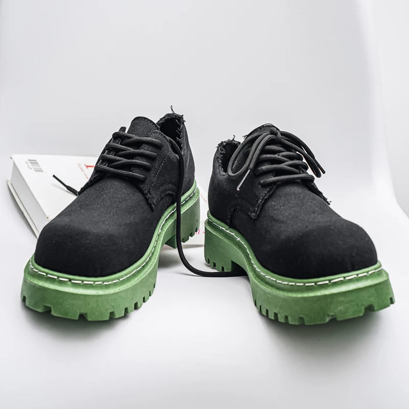 Men's Platform Denim Lace-up  Derby Shoes