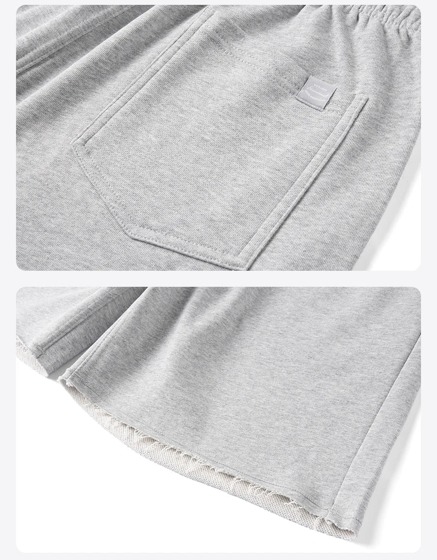 Men's Oversize Athletic Shorts - 390gsm Drawstring Raw Hem Running Shorts