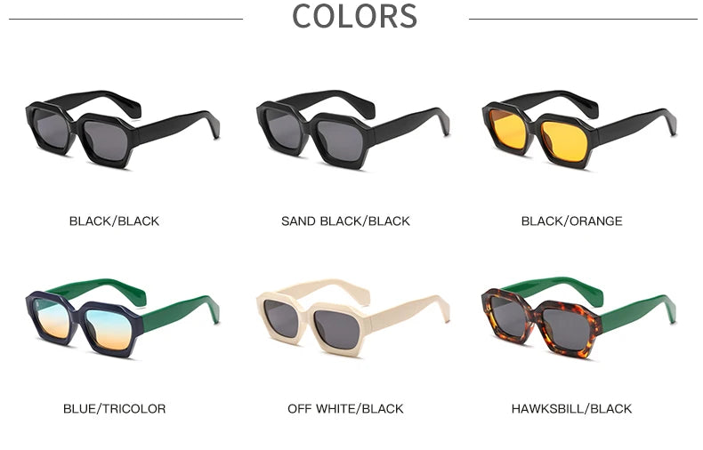 Black Square Frame Sunglasses - Punk Trendy UV400 Women's Eyewear