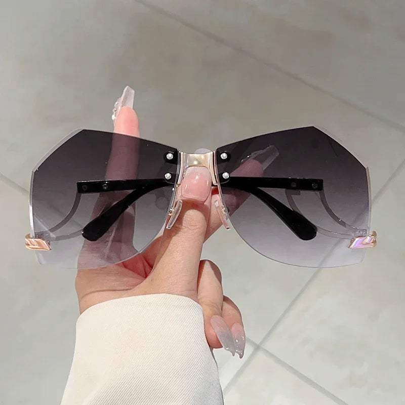 Women's Rimless Irregular Gradient Sunglasses