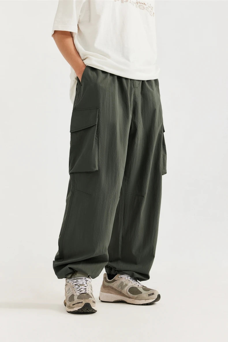 Men's Straight Leg Cargo Soft Touch Elastic Waist Casual Trousers