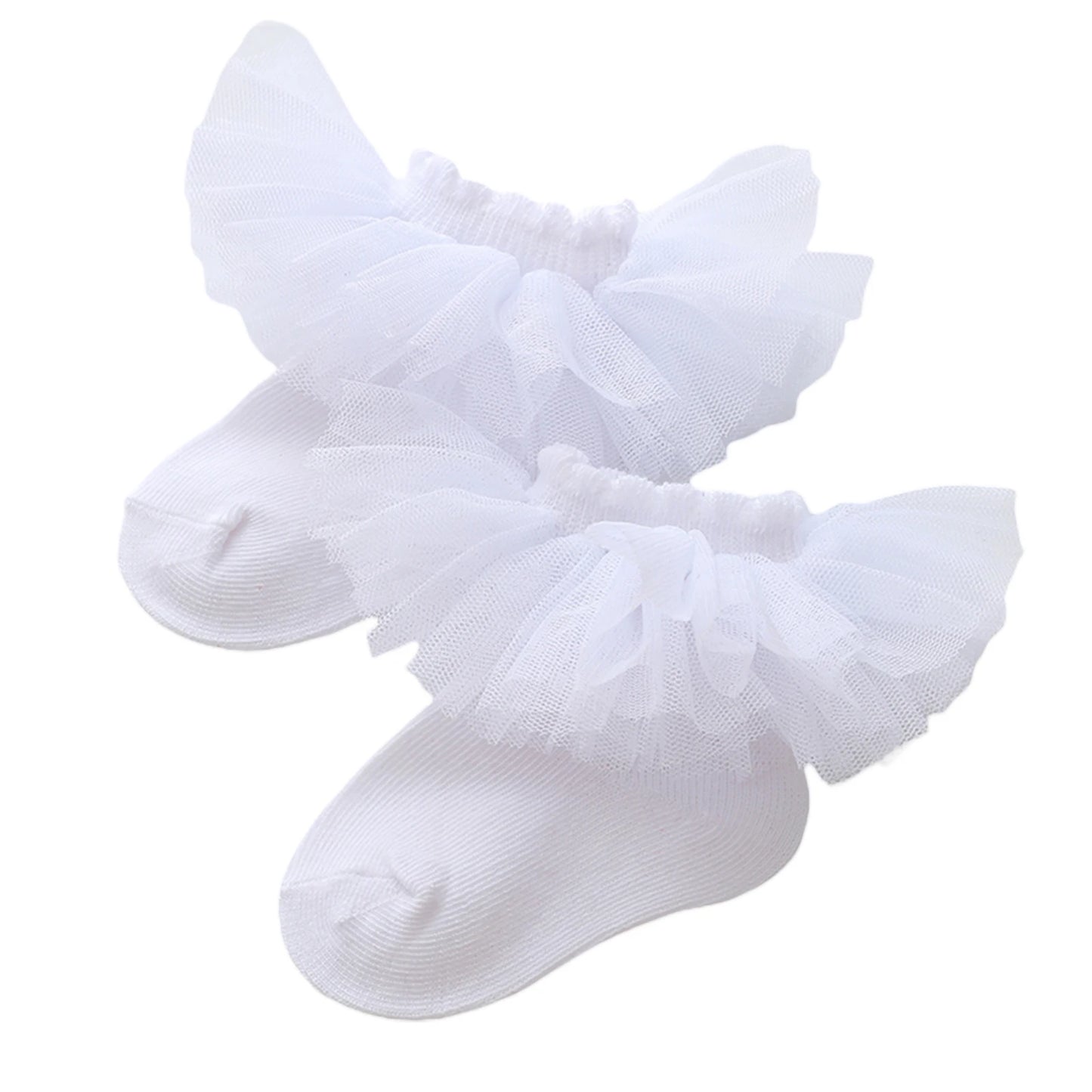 Newborn Baby Girls Princess Socks - Lace Mesh Combed Cotton Knitted Socks